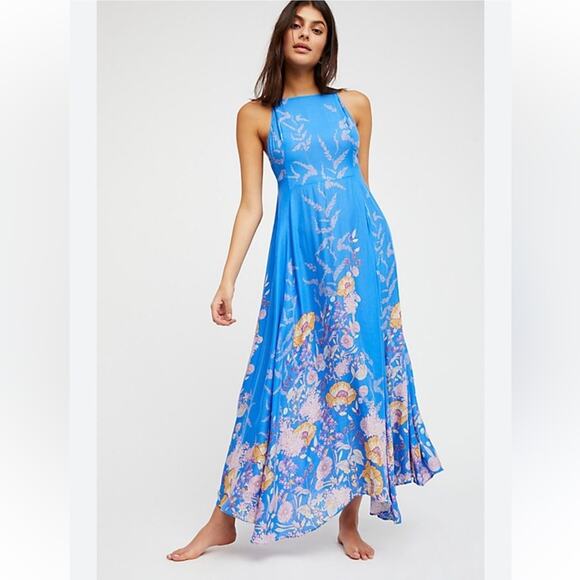 Free People Embrace It Floral Square Neck Spaghetti Strap Maxi Dress Women XS - Picture 1 of 10